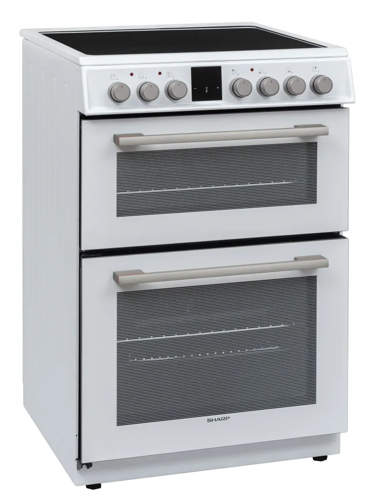 Sharp KF-66DVDD04WM1K-EN Forno Doppio Vitroceramico Libera Installazione 60x60cm, Bianco