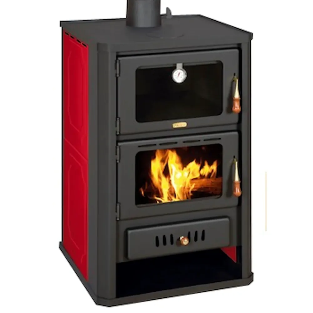 Stufa camino ad acqua con vano cottura Prity rossa - 19,8 kW