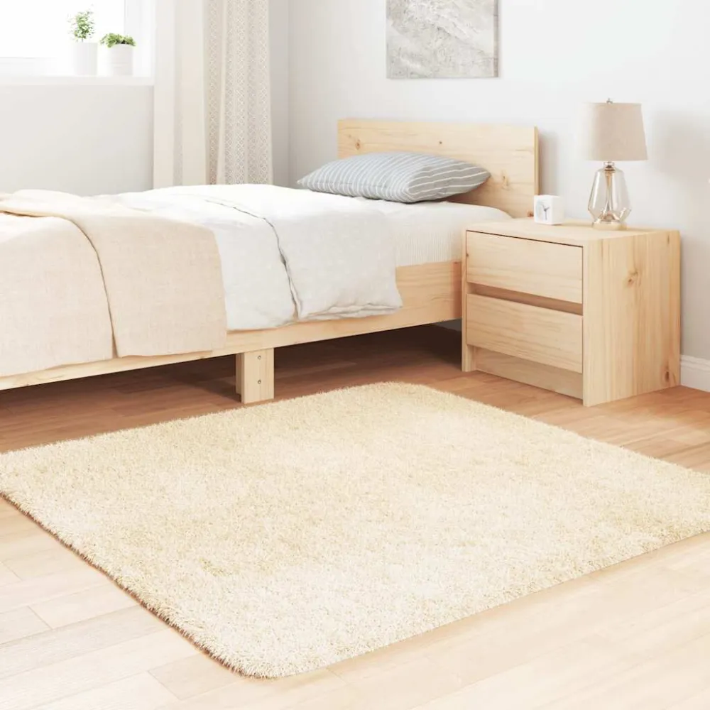 Tappeto Shaggy Pelo Lungo NAVARRA Crema 120x120 cm poliestere