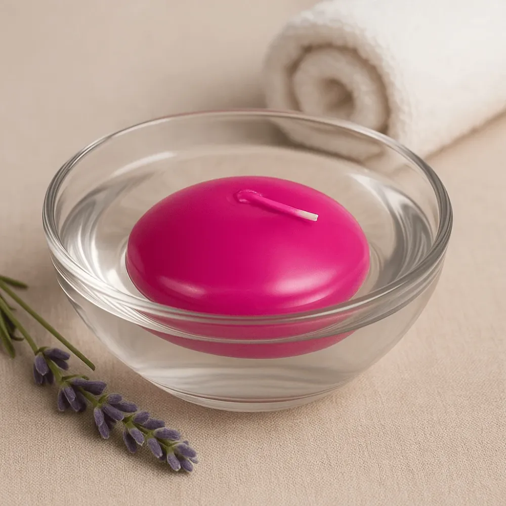 Candele galleggianti grandi lavanda non profumate set da 3