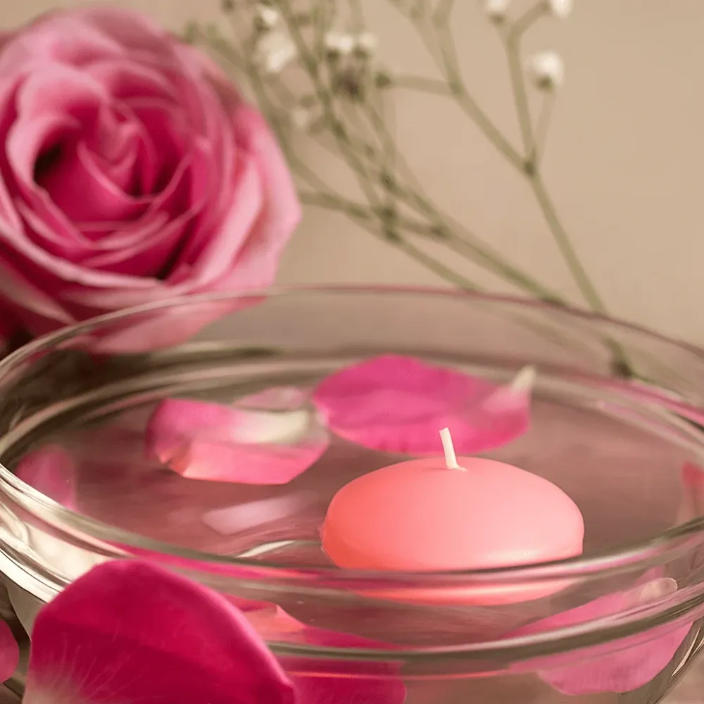 Candele galleggianti grandi rosa non profumate confezione da 3