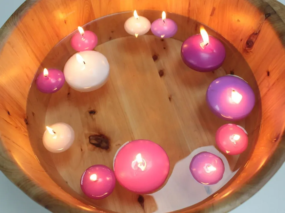 Candele galleggianti piccole rosa non profumate confezione da 10