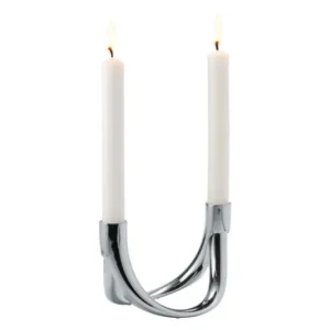 PHILIPPI Portacandele Fiocco metallo 2 pezzi argento