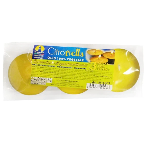 Citronella Tea Light Maxi 3 Pezzi