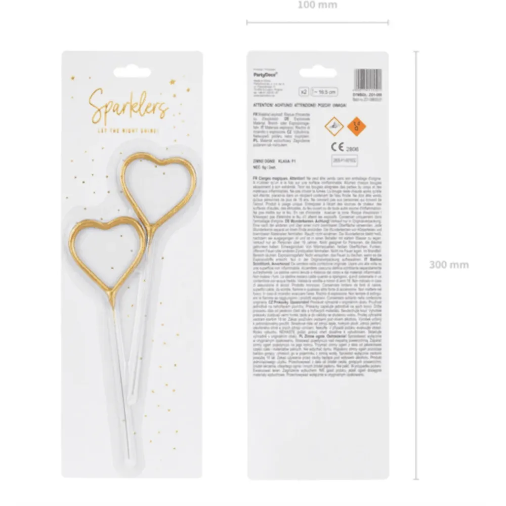 2 Candele Cuori Scintillanti - 16,5cm