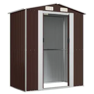 Antiruggine Premium Capanno da Giardino Marrone Ombroso 192x108x223cm Acciaio Zincato