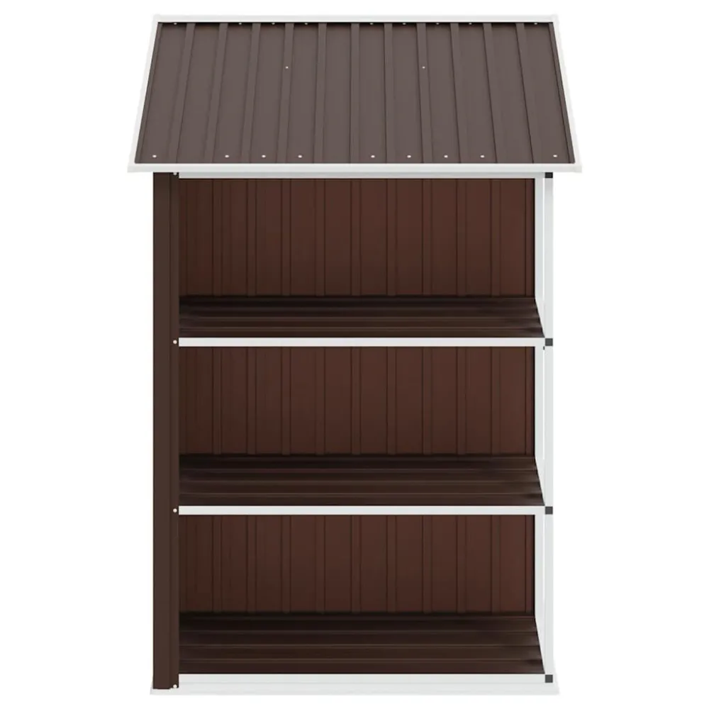 Capanno da Giardino con Scaffali Marrone 205x130x183 cm Ferro con Fondazione Plastica