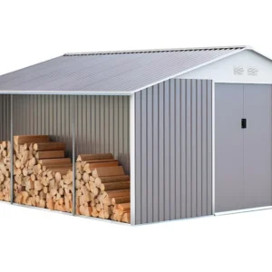Robusto Professionale Capanno da giardino metallo "Dallas" 15,16m² con copri legna