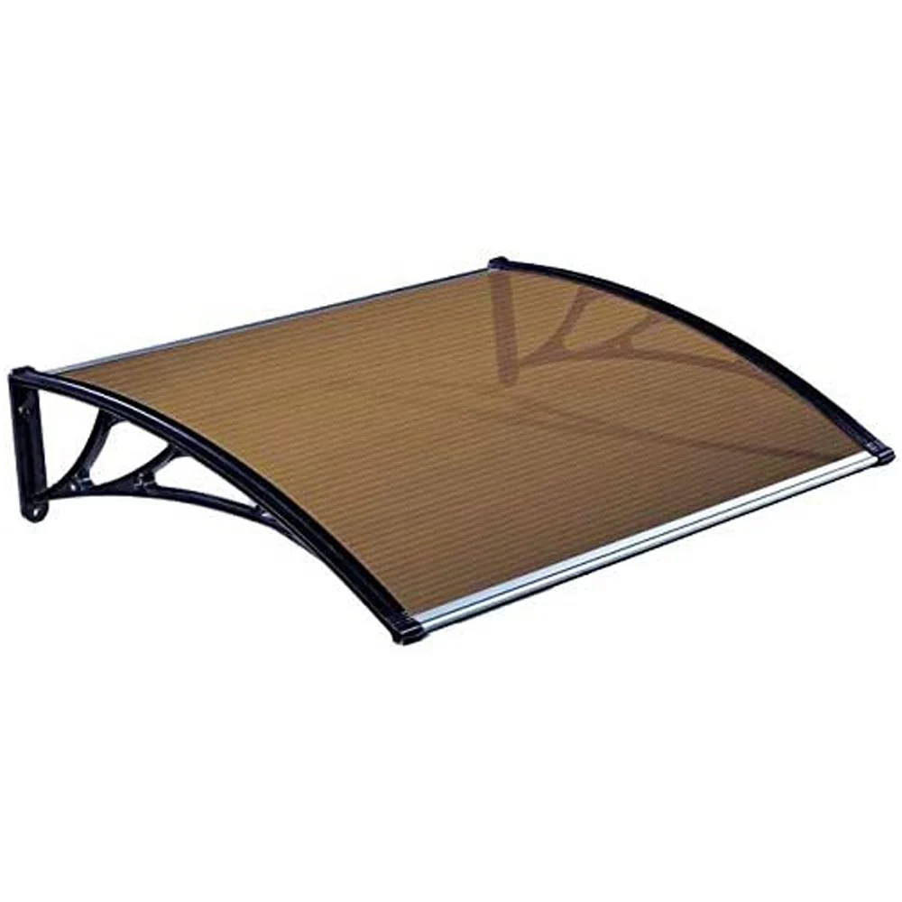 Pensilina Policarbonato e ABS 100x150cm Tettoia Porte e Finestre Nero Bronzo
