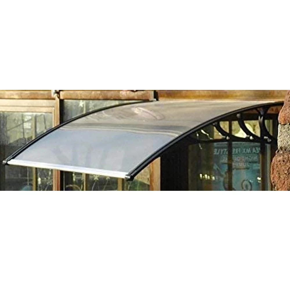 Pensilina Policarbonato e ABS 60x100cm Tettoia Per Porte e Finestre Nero