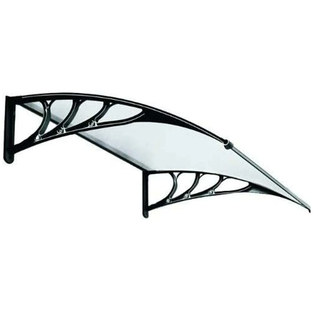Pensilina Policarbonato e ABS 60x100cm Tettoia Per Porte e Finestre Nero
