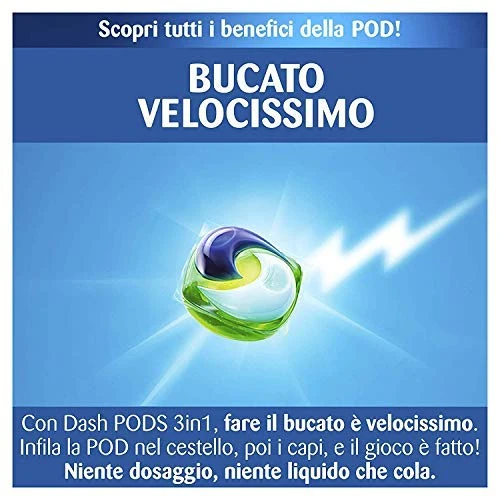 Dash Allin1 PODS Detersivo Lavatrice Capsule Ambra, Maxi Formato 2 x 66,...