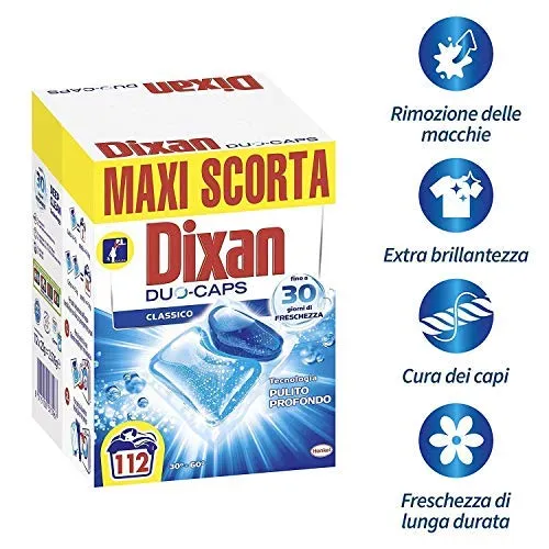 Dixan Duo-Caps Classico Detersivo Lavatrice Predosato Caps, Pulito...