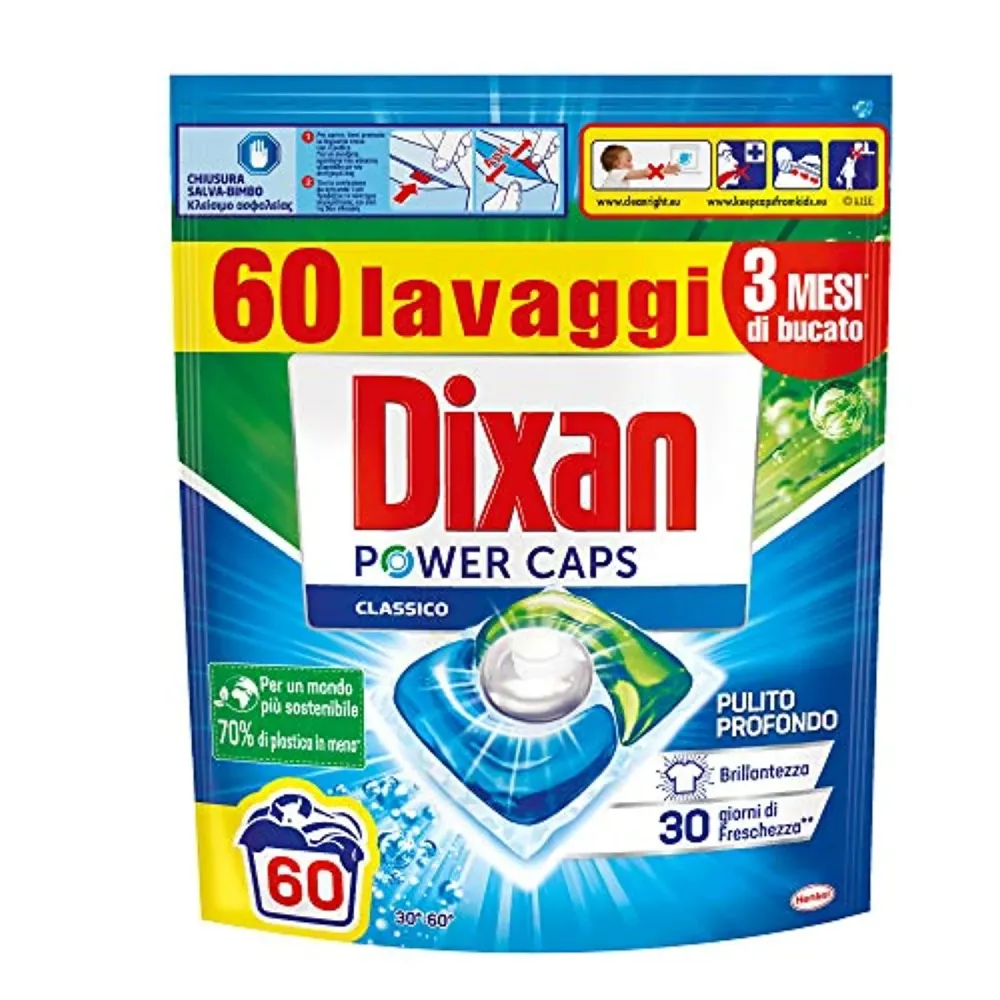 Dixan Powercaps, Detersivo Lavatrice Predosato Capsule, confezione da 60 capsule (lavaggi) - 900 g