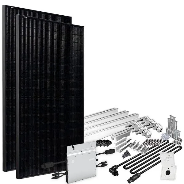 Centrale elettrica da balcone Offgridtec Solar-Direct 860W HM-800 Presa di alimentazione Full Nero puro - 5m - kit di inst...