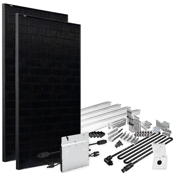 Centrale elettrica da balcone Offgridtec Solar-Direct 860W HM-800 Presa di alimentazione Full Nero puro - 5m - kit di mont...
