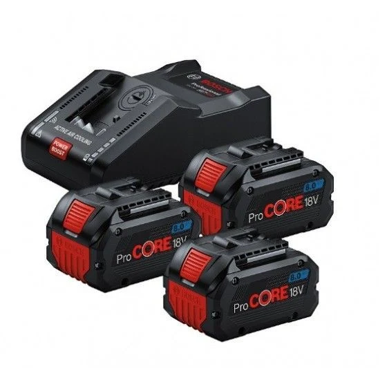 KIT 18V PROCORE CON 3 BATTERIE 8AH E CARICATORE GAL 18V-160 BOSCH - 0615A5004Y per Ricarica Dispositivi