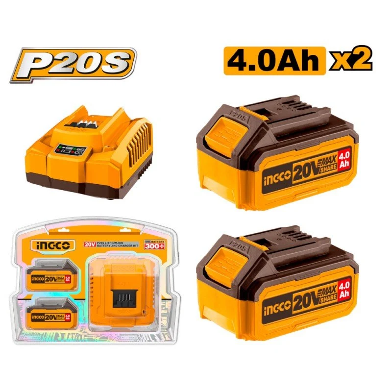 Kit 2 Batterie 4ah + Caricabatteria (FBLI2002+FCLI20411E) con Sensore di Luce Crepuscolare