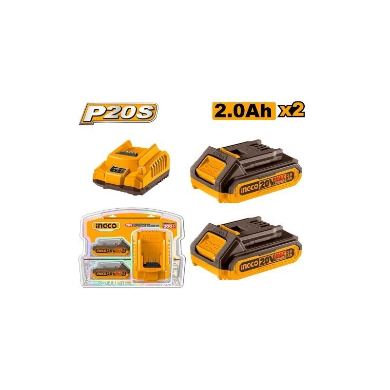 Kit 2 Batterie + Caricabatteria 2ah (fbli2001+fcli2001e) con 3 Luci LED Regolabili