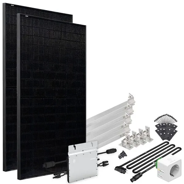 Offgridtec Solar-Direct 820W HM-800 Centrale elettrica da balcone Presa Schuko del tutto nera - 10m - Kit di montaggio per...