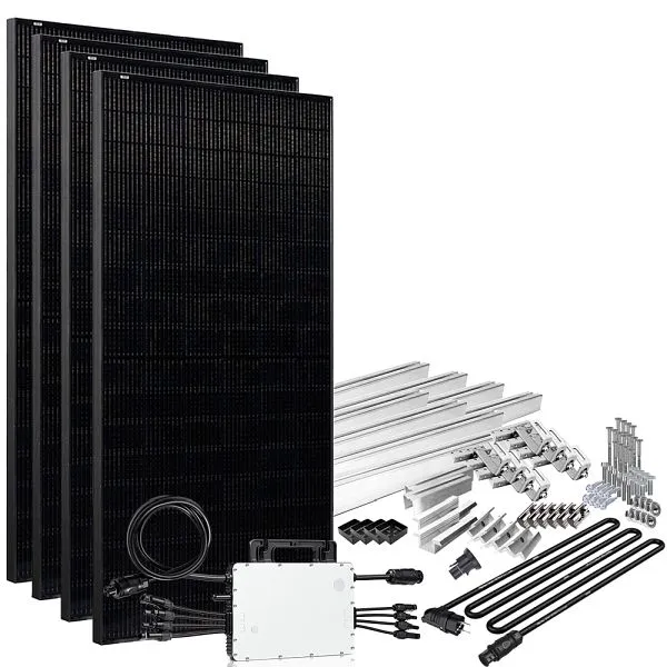 Sistema solare Offgridtec Solar-Direct 1640W HM-1500 Full Nero puro connessione Schuko - cavo di collegamento 15m - kit in...