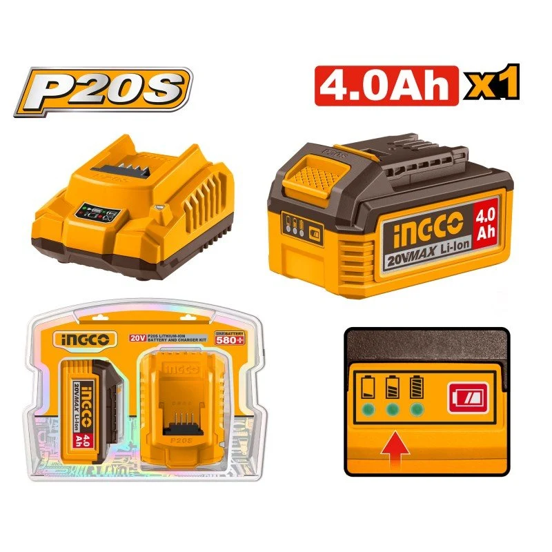 Turbina Eolica ad Asse Verticale Kit Batteria 20V 4.0Ah + Caricabatteria 2A