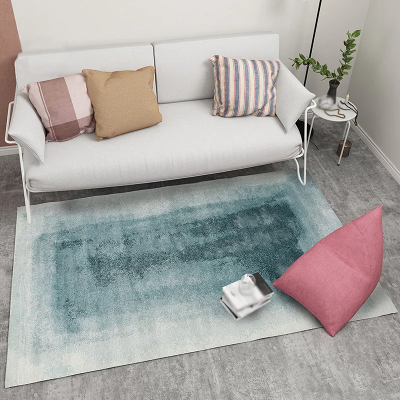 Professionale Tappeto modernista con motivo acquerello Tappeto poliestere blu e giallo con supporto antiscivolo Tappeto la...