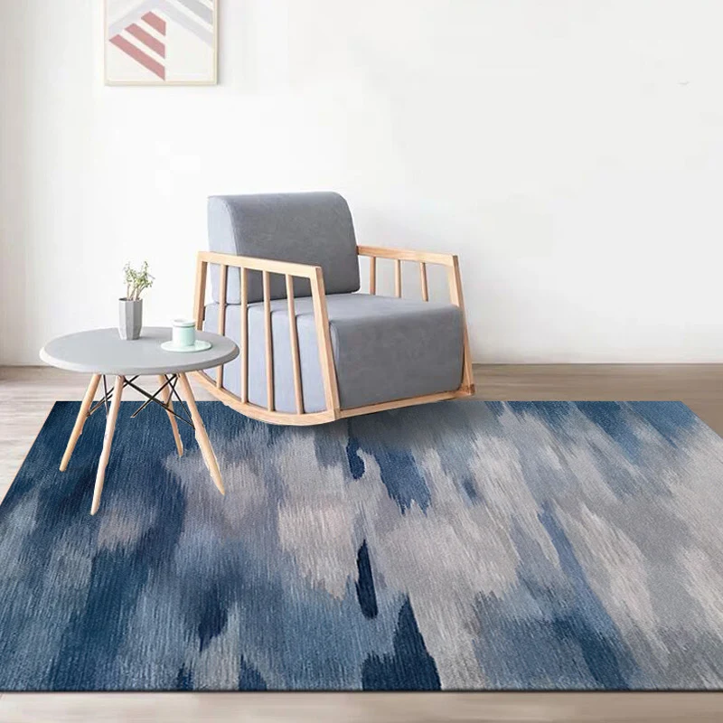 Tappeto modernista con motivo acquerello Tappeto poliestere blu e giallo con supporto antiscivolo Tappeto lavabile per ani...