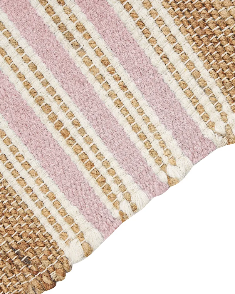 Professionale Tappeto iuta sabbia e rosa pastello 80 x 150 cm MIRZA