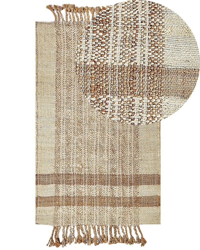 Tappeto iuta beige distinto e naturale 80 x 150 cm ORTAOBA per Acquerelli