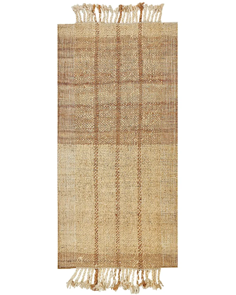 Tappeto iuta crema chiaro e marrone 80 x 150 cm KARKIN Rotolo da 10m