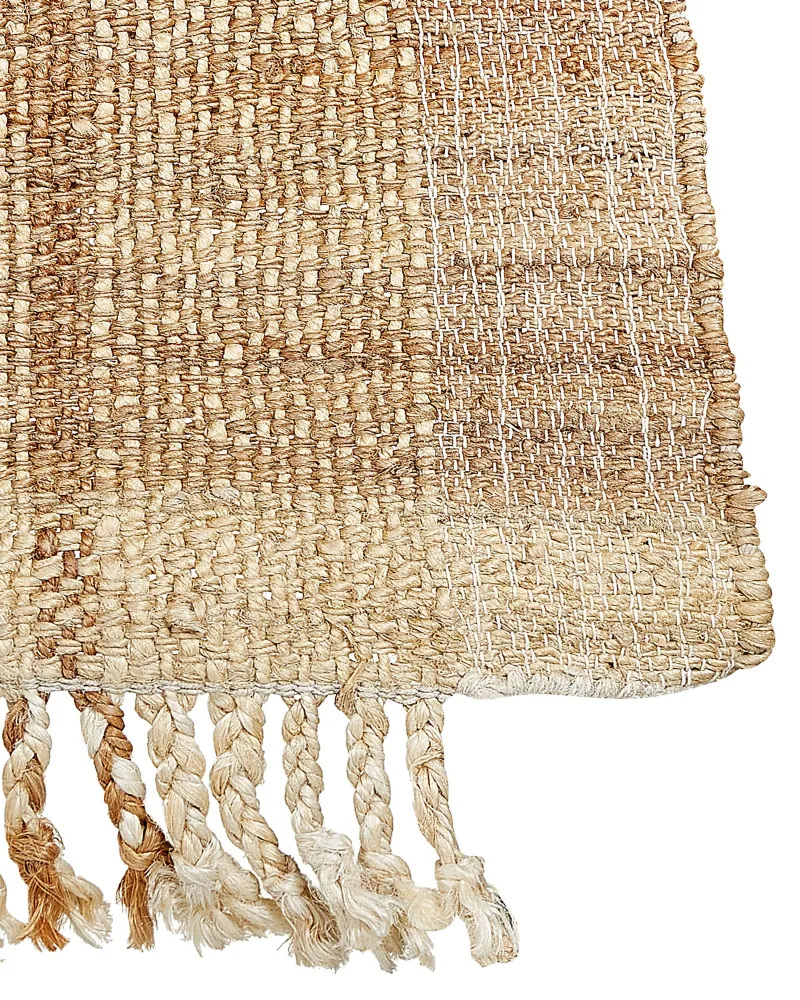 Tappeto iuta crema chiaro e marrone 80 x 150 cm KARKIN Rotolo da 10m