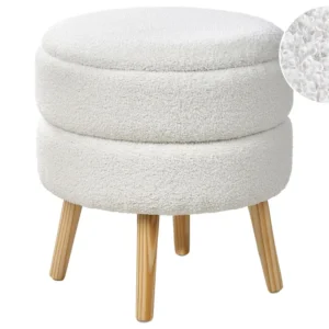 Tappeto per Ingresso Storage Stool Boucle White OKATON