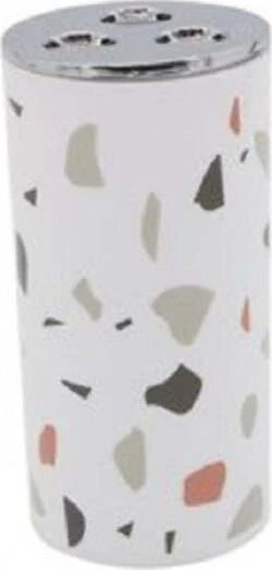 Bicchiere Portaspazzolino 3 Fori Graniglia Bianco Multicolore Plastica 69841
