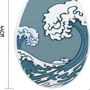 Copriwater Universale Plastica Super Resistente 44x36cm Decoro Onda Mare Surf