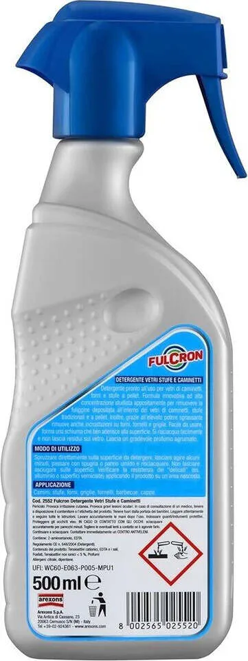 AREXONS FULCRON Detergente Vetri, Stufe e Caminetti Ideale per Fuliggine 500 ml