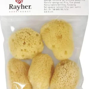 RAYHER - SET SPUGNE NATURALI FINA PORI SOTTILI 3,5-5CM 5PZ