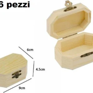 Set 6 Scatoline Legno Portagioie Scatola Cofanetto Ottagonali 74003a Ly-10383