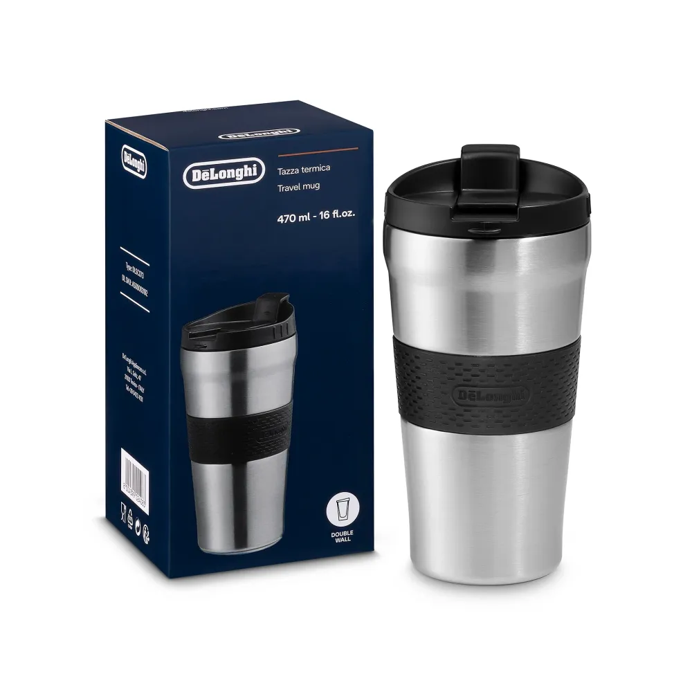 Tazza Termica da Viaggio 470 ml, Acciaio Inox, Doppia Parete, Coperchio Stagno