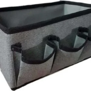 Scatola Contenitore Tessuto 25x15x12cm Con 3 Tasche Portaoggetti Organizer