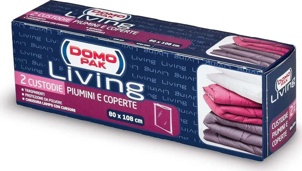DOMOPAK - 2 CUSTODIE PIUMONI E COPERTE 80X108CM