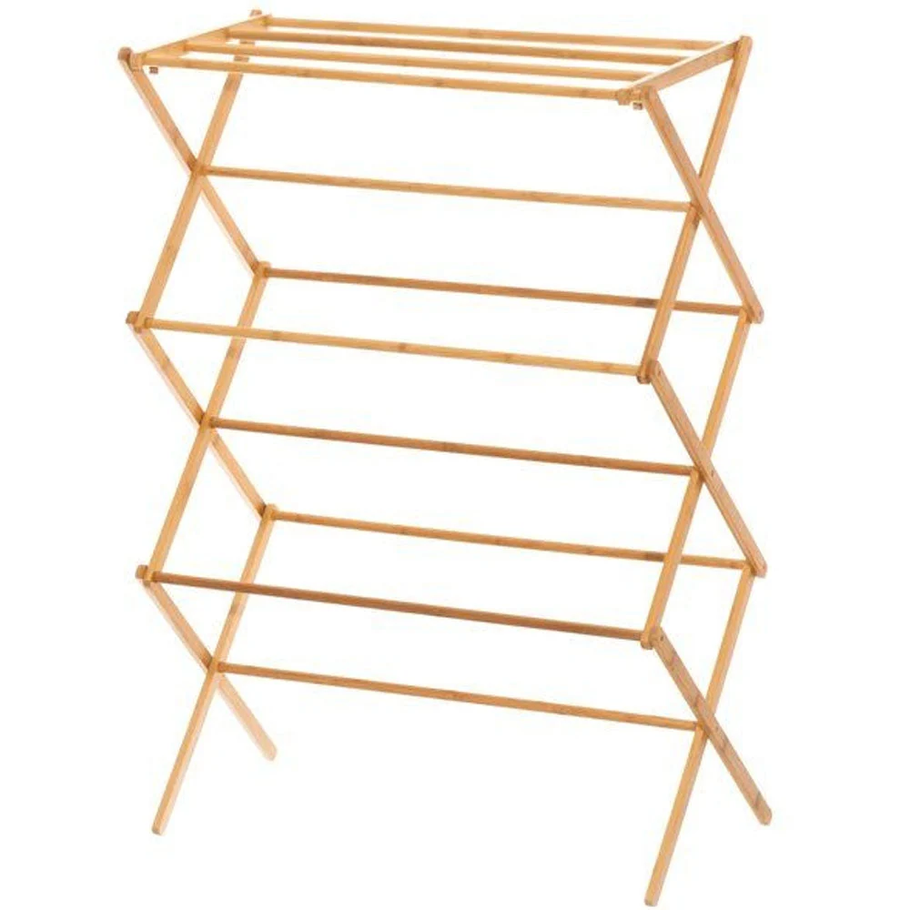 Stendino Appendiabiti Verticale Pieghevole Bambu Salvaspazio 66x106cm