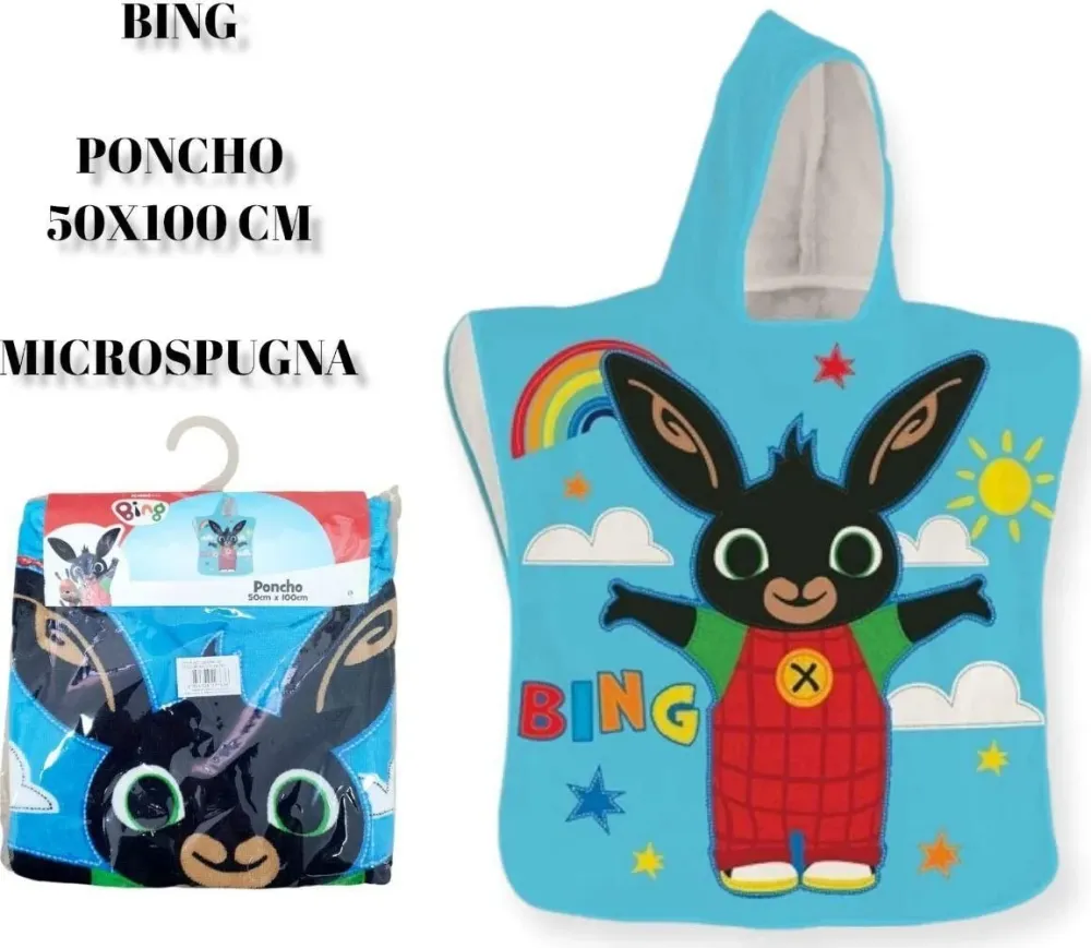 Bing Poncho Microfibra 50X100 Cm Telo Per Bambini Mare Spiaggia Doccia Bagno