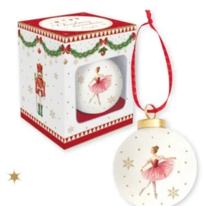 Pallina di natale ceramica con ballerina nutcracker scatola regalo MAGIE DE NOEL