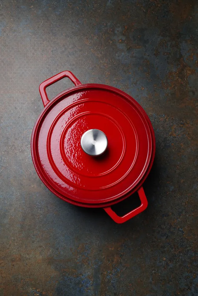 HENDI - Casseruola ghisa smaltata 6,9 L Rossa
