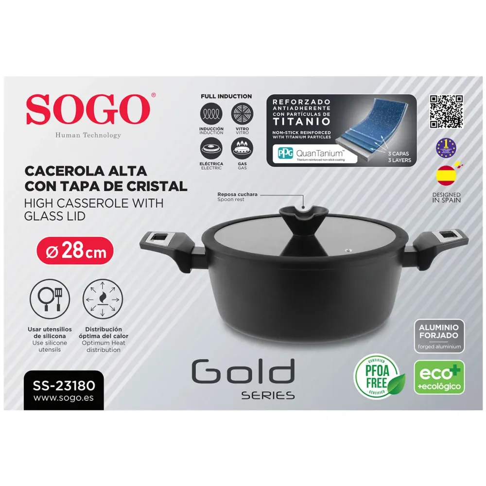 SOGO - OLL-SS-23180 - Casseruola alluminio antiaderente - 28 cm - Anche per piani induzione