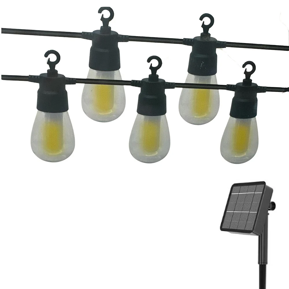 Catena luminosa solare 10m 10 lampade led calde esterno IP44 8 giochi