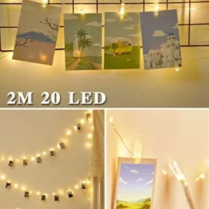 Luci Per Foto,Cshare 2M 20LED 20 Crystal Photo Clips Lucine Led Decorative 2m