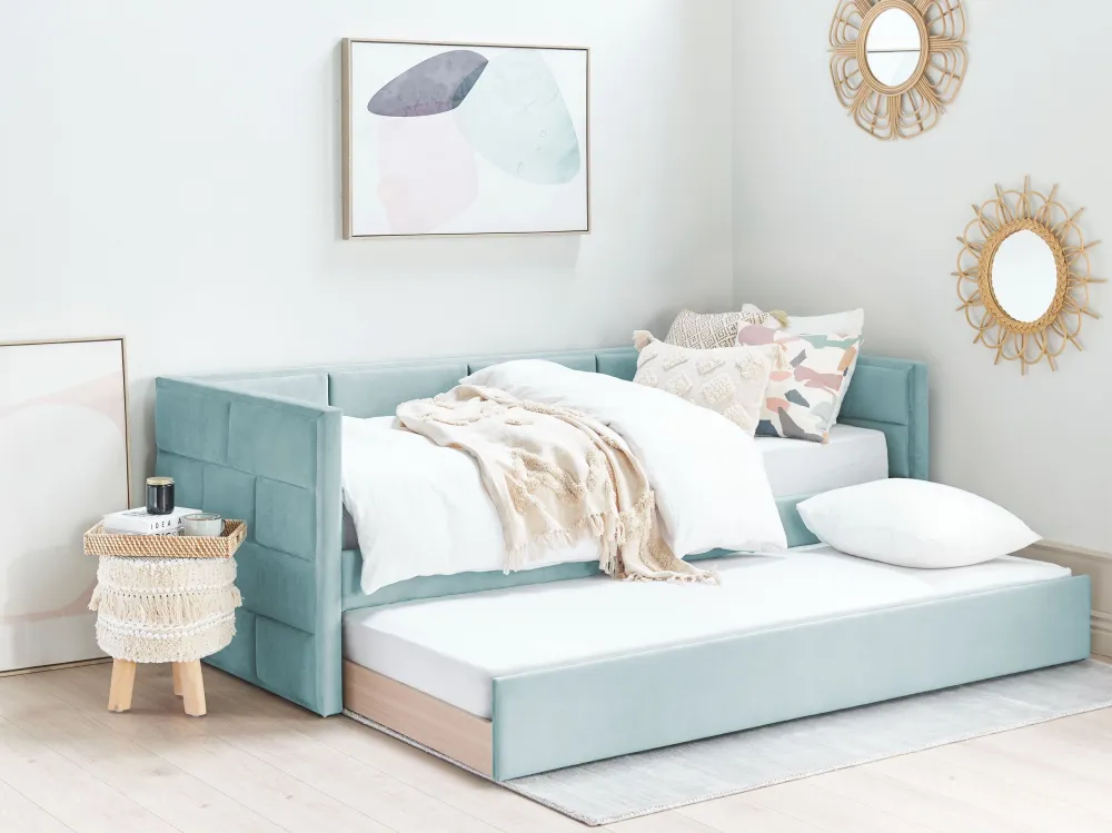velluto EU Single Trundle Bed Mint Green CHAVONNE