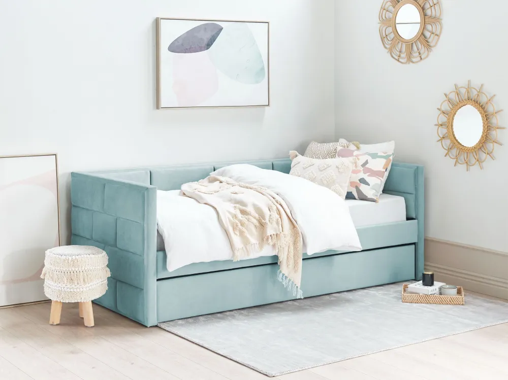 velluto EU Single Trundle Bed Mint Green CHAVONNE